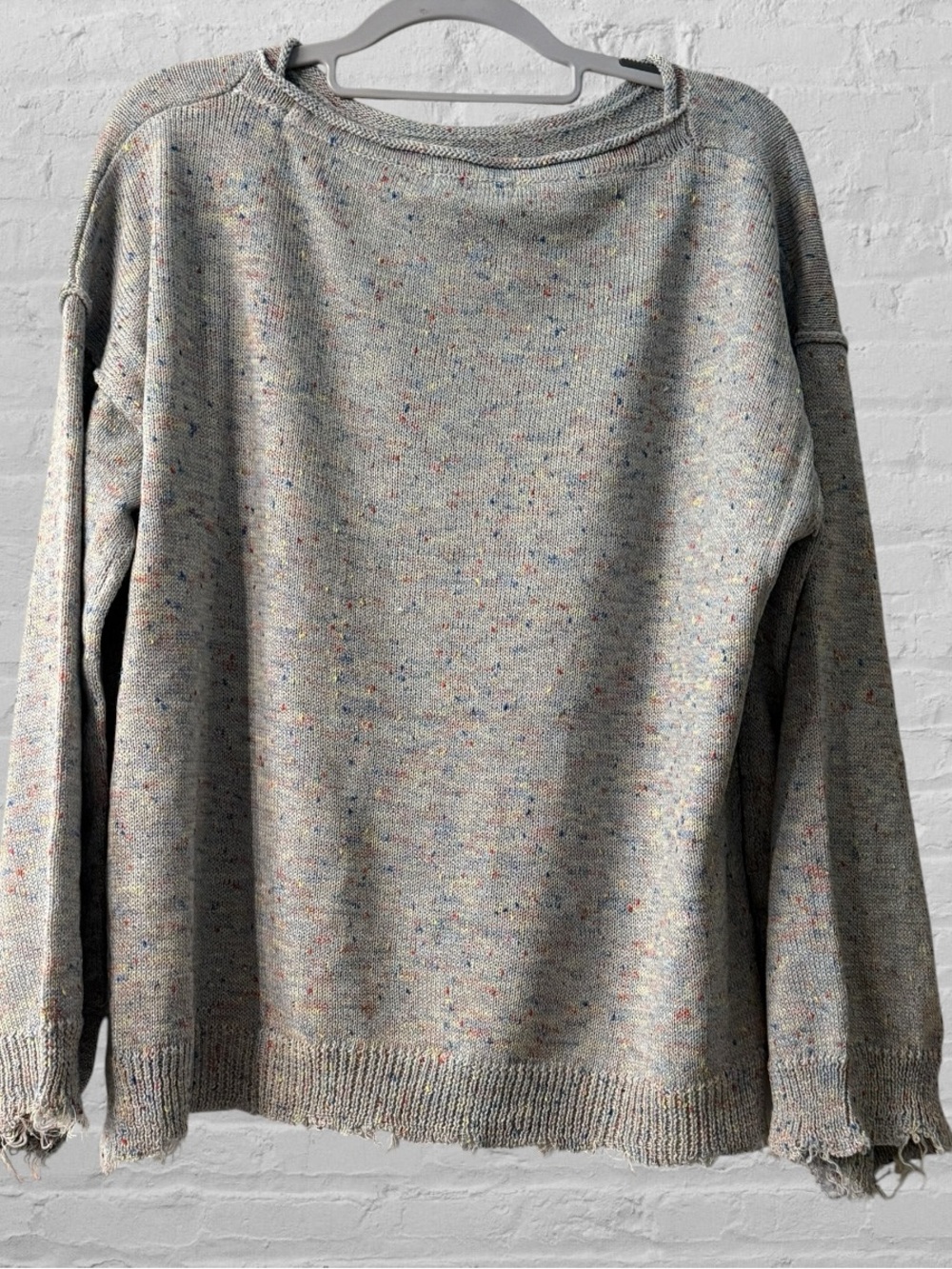 Women’s Heathered Speckle Crewneck Sweater Gray Size Medium